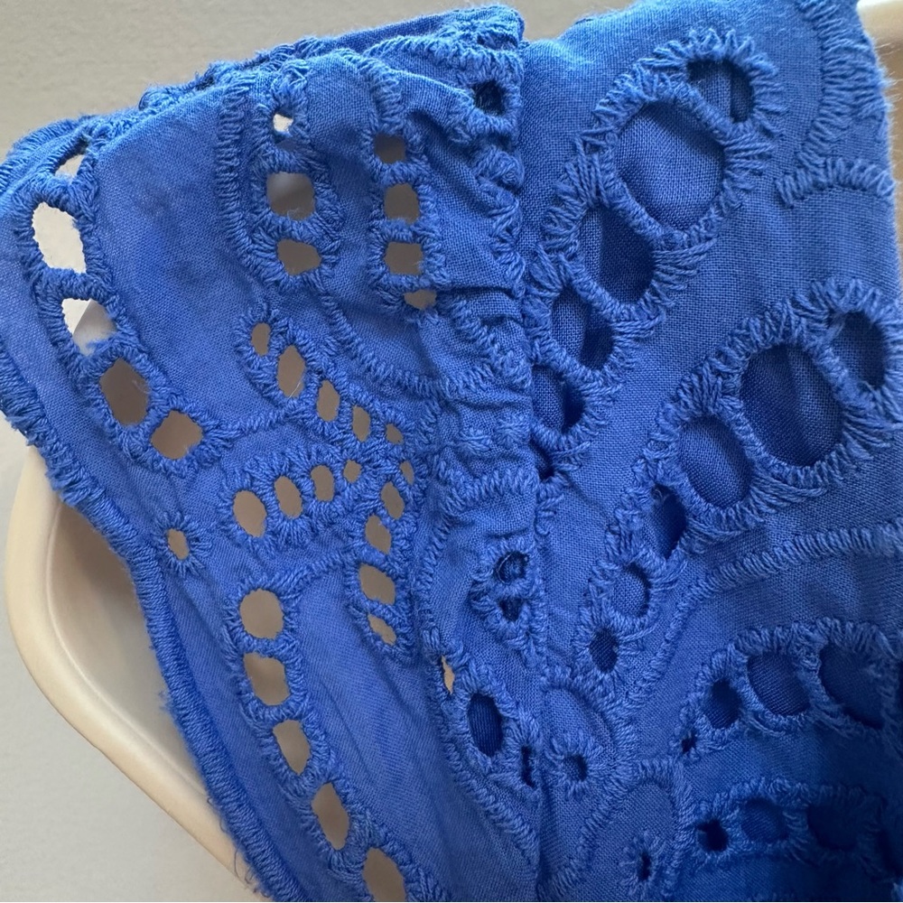 Talbots size 2p blue eyelet dress - Picture 4 of 10